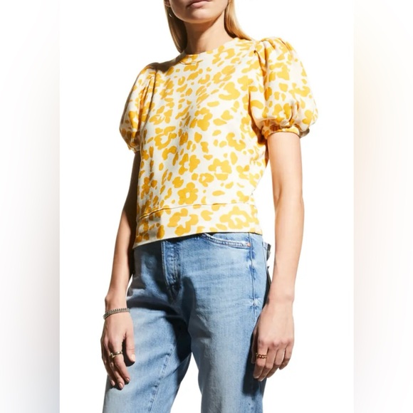 MOTHER Tops - MOTHER The Curve Ball Sweatshirt Tee Puff Sleeve Top size S Womens